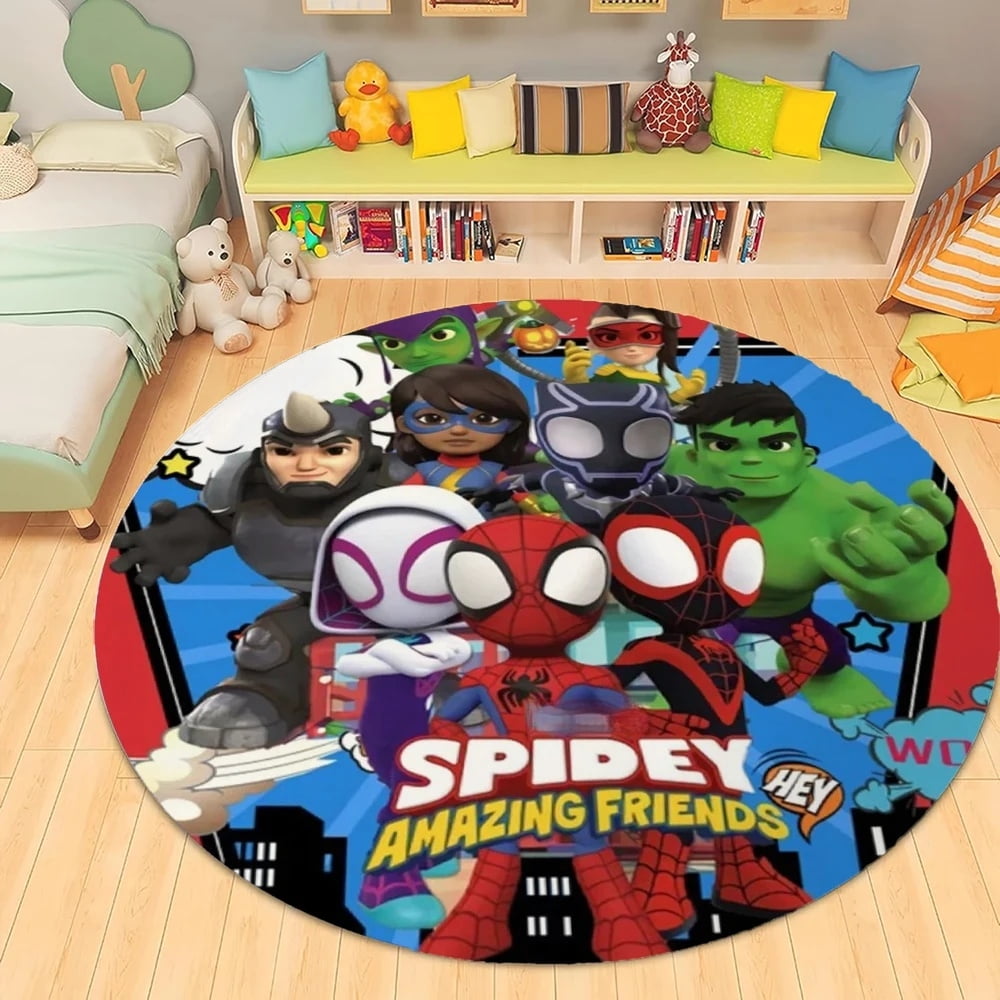 Round Area Rug Colorful Spider Man Cartoon Carpet Modern 3D Art ...
