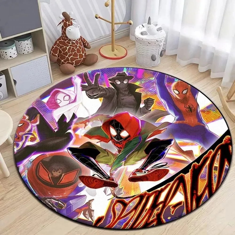 Round Area Rug Colorful Spider Man Cartoon Carpet Modern 3D Art ...