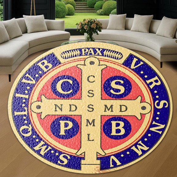 Round Area Rug, Cross19 Non-Slip Floor Mat, Soft Washable Carpet for Living Room Bedroom Decor 24 Inch