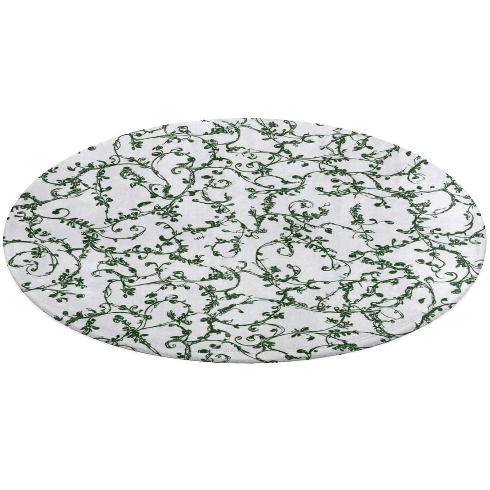 Round Area Rug Dark Green Vines White Background Pattern Indoor Floor ...