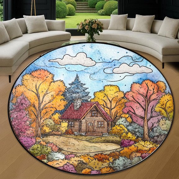 Round Area Rug, Deer Non-Slip Floor Mat, Soft Washable Carpet for Living Room Bedroom Decor 24 Inch