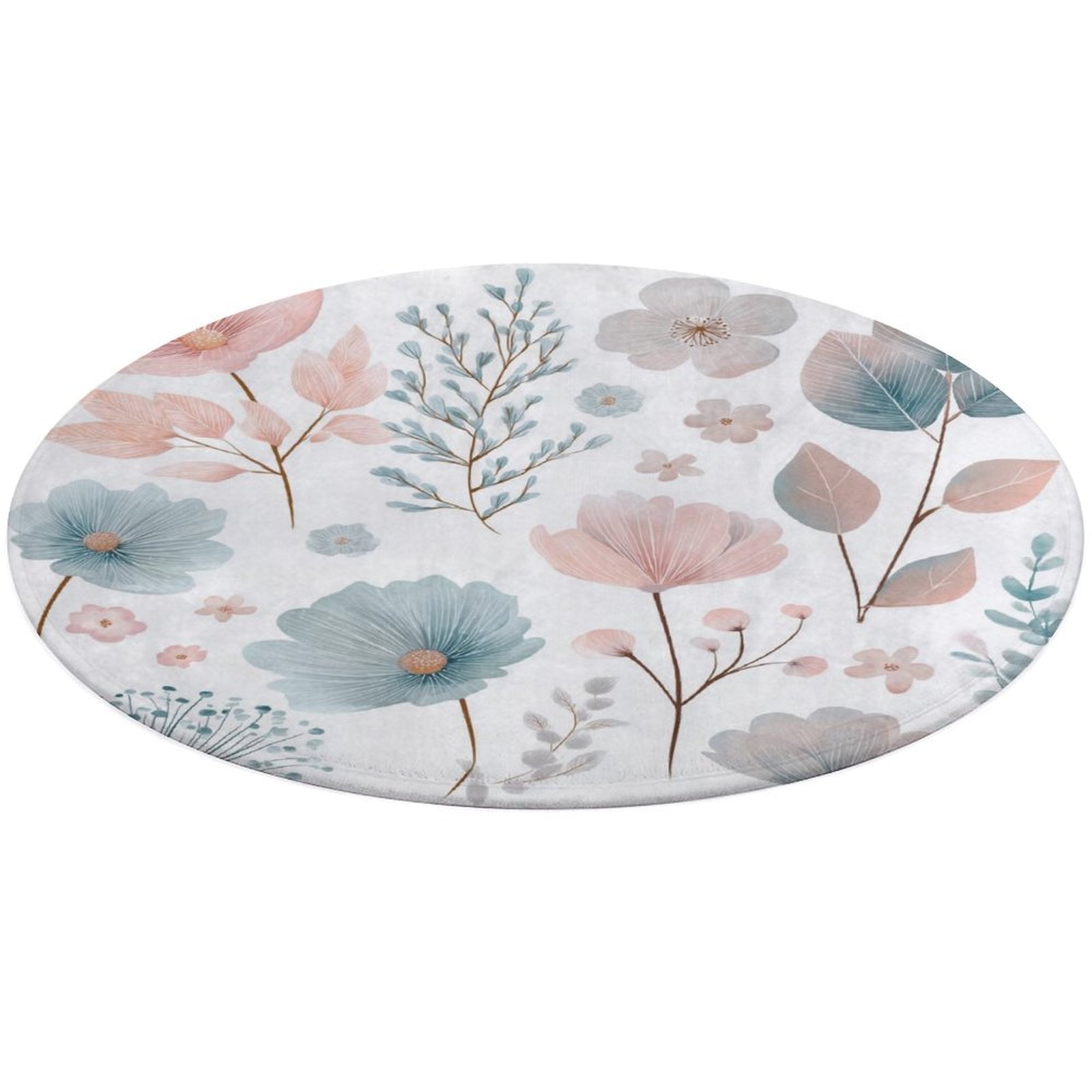 Round Area Rug Delicate Floral Pastel Design Elements Indoor Floor Area ...