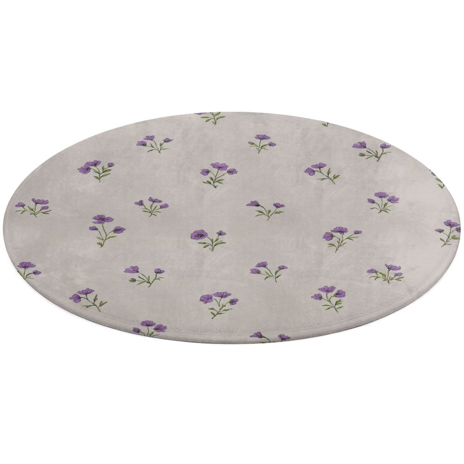 Round Area Rug Delicate Purple Floral Seamless Pattern Indoor Floor ...