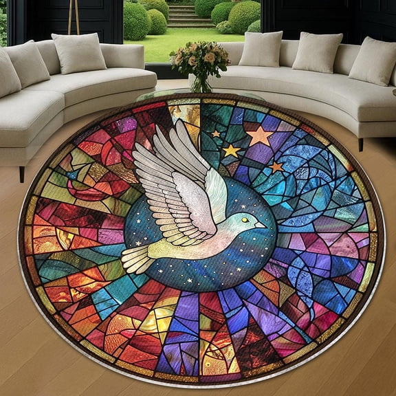 Round Area Rug, Dove Non-Slip Floor Mat, Soft Washable Carpet for Living Room Bedroom Decor 24 Inch