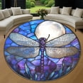 thumbnail image 1 of Round Area Rug, Dragonfly10 Nature Pattern Non-Slip Floor Mat, Soft Washable Carpet for Living Room Bedroom Decor 59 Inch, 1 of 6
