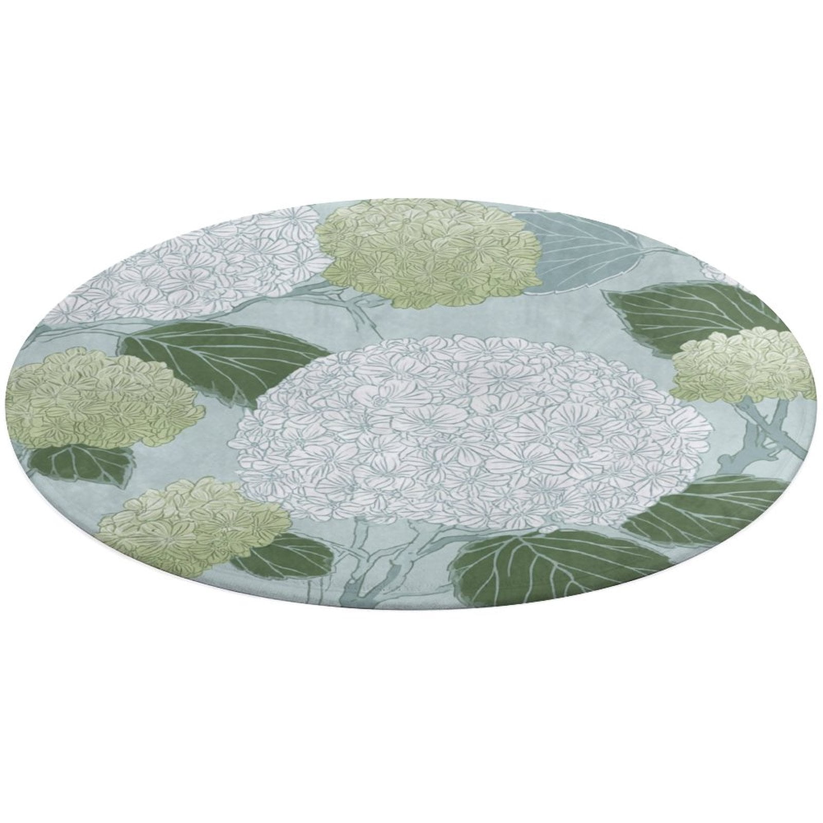 Round Area Rug Elegant Hydrangea Floral Pastel Design Indoor Floor Area ...