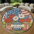 thumbnail image 1 of Round Area Rug, Flag2 Non-Slip Floor Mat, Soft Washable Carpet for Living Room Bedroom Decor 31 Inch, 1 of 6
