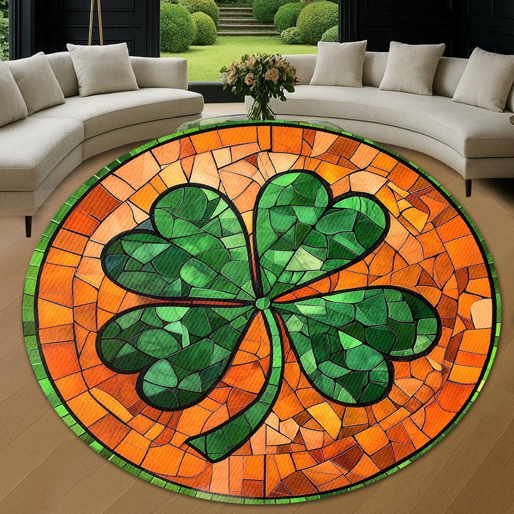 Round Area Rug, Four Non-Slip Floor Mat, Soft Washable Carpet for Living Room Bedroom Decor 71 Inch