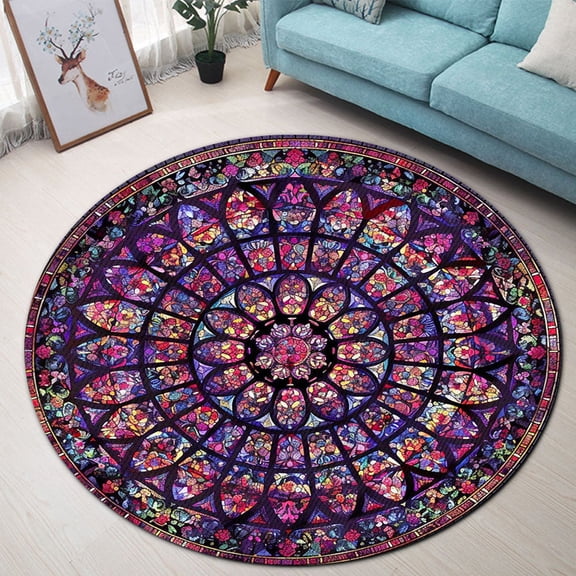 Round Area Rug, Gothic Non-Slip Floor Mat, Soft Washable Carpet for Living Room Bedroom Decor 24 Inch