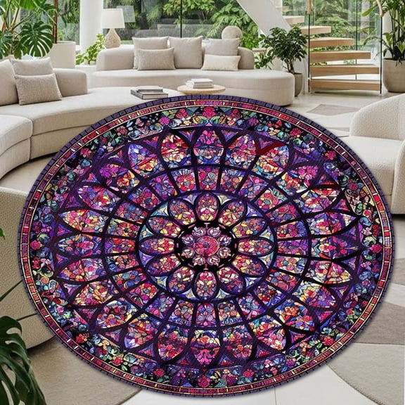 Round Area Rug, Gothic Non-Slip Floor Mat, Soft Washable Carpet for Living Room Bedroom Decor 24 Inch
