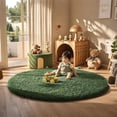 Round Area Rug Grayish Green 6' Round Plush Shag High Pile 0.5 Inch ...