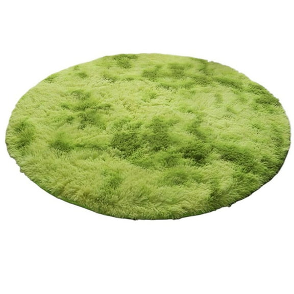 Round Area Rug Green Circle 5.25ft Soft Fluffy Plush Shaggy Furry Carpet Floor Mat for Bedroom Living Room