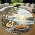 thumbnail image 1 of Round Area Rug, Guitar Firepit 1 Non-Slip Floor Mat, Soft Washable Carpet for Living Room Bedroom Decor 24 Inch, 1 of 6