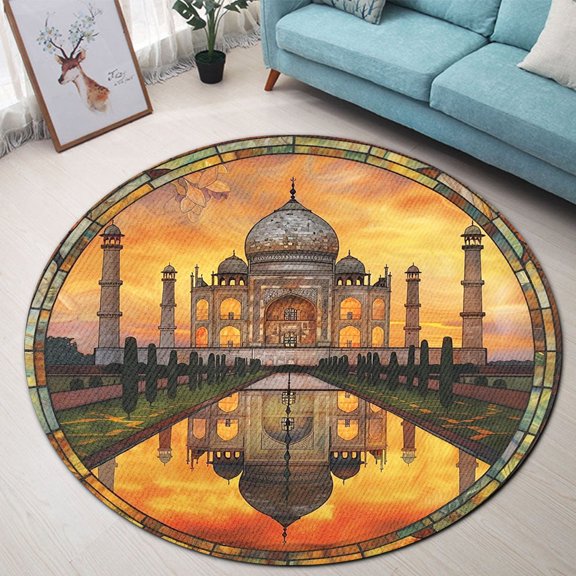 Round Area Rug, Indian Non-Slip Floor Mat, Soft Washable Carpet for Living Room Bedroom Decor 24 Inch