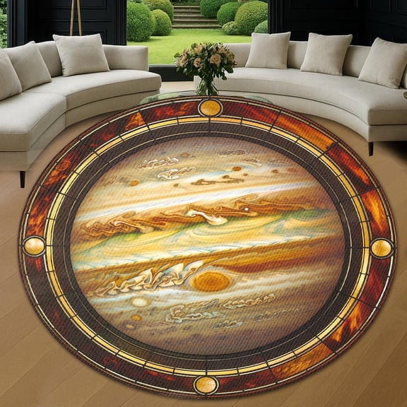 Round Area Rug, Jupiter Non-Slip Floor Mat, Soft Washable Carpet for Living Room Bedroom Decor 24 Inch