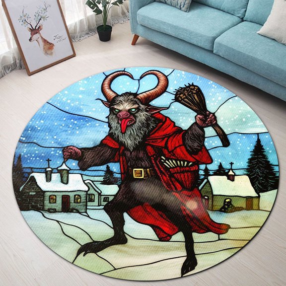 Round Area Rug, Krampus Non-Slip Floor Mat, Soft Washable Carpet for Living Room Bedroom Decor 24 Inch