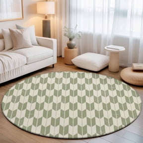 Round Area Rug for Living Room Bedroom, Abstract Arrow Weave Round Rugs Non-slip Washable Floor Carpet, Repeating Shapes Geometric Art Soft Circle Rug 3ft