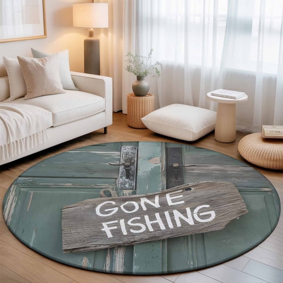 Round Area Rug for Living Room Bedroom, Vintage Farmhouse Green Board Round Rugs Non-slip Floor Carpet, Funny Quote Seamless Soft Washable Circle Rug 3ft