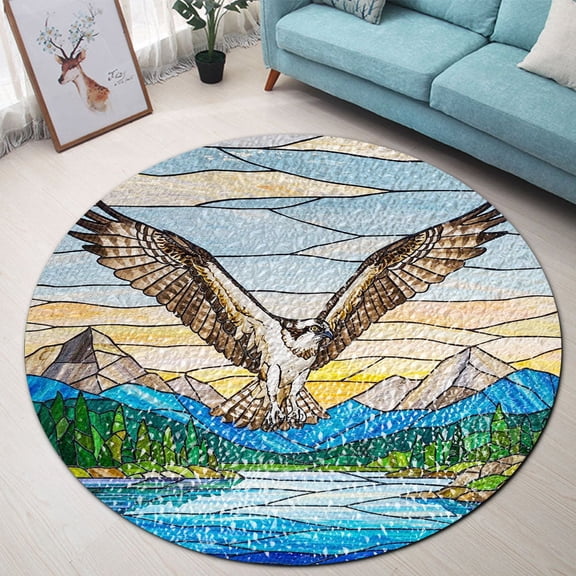 Round Area Rug, Mountain27 Non-Slip Floor Mat, Soft Washable Carpet for Living Room Bedroom Decor 24 Inch
