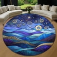thumbnail image 1 of Round Area Rug, Mountains Floral Pattern Non-Slip Floor Mat, Soft Washable Carpet for Living Room Bedroom Decor 59 Inch, 1 of 6