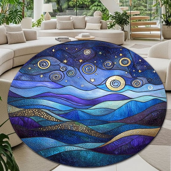 Round Area Rug, Mountains Non-Slip Floor Mat, Soft Washable Carpet for Living Room Bedroom Decor 24 Inch