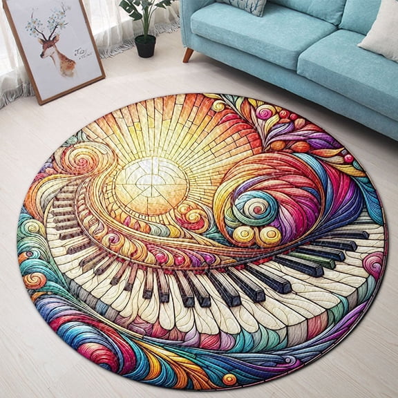 Round Area Rug, Music Teacher1 Non-Slip Floor Mat, Soft Washable Carpet for Living Room Bedroom Decor 24 Inch