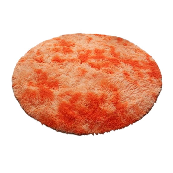 Round Area Rug Orange Circle 4.6ft Soft Fluffy Plush Shaggy Furry Carpet Floor Mat for Bedroom Living Room