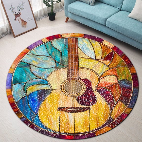 Round Area Rug, Sun37 Non-Slip Floor Mat, Soft Washable Carpet for Living Room Bedroom Decor 24 Inch