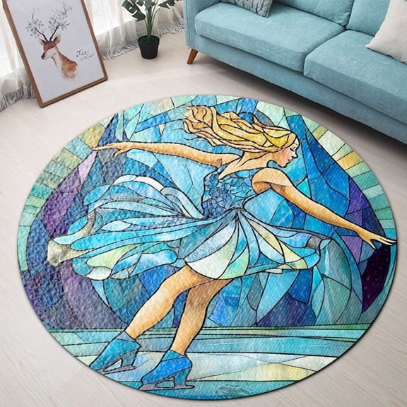 Round Area Rug, Sun45 Non-Slip Floor Mat, Soft Washable Carpet for Living Room Bedroom Decor 24 Inch