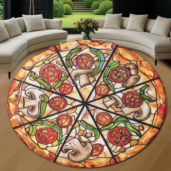 Round Area Rug, Sun62 Non-Slip Floor Mat, Soft Washable Carpet for Living Room Bedroom Decor 24 Inch
