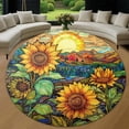 thumbnail image 1 of Round Area Rug, Sunflowers7 Non-Slip Floor Mat, Soft Washable Carpet for Living Room Bedroom Decor 24 Inch, 1 of 6