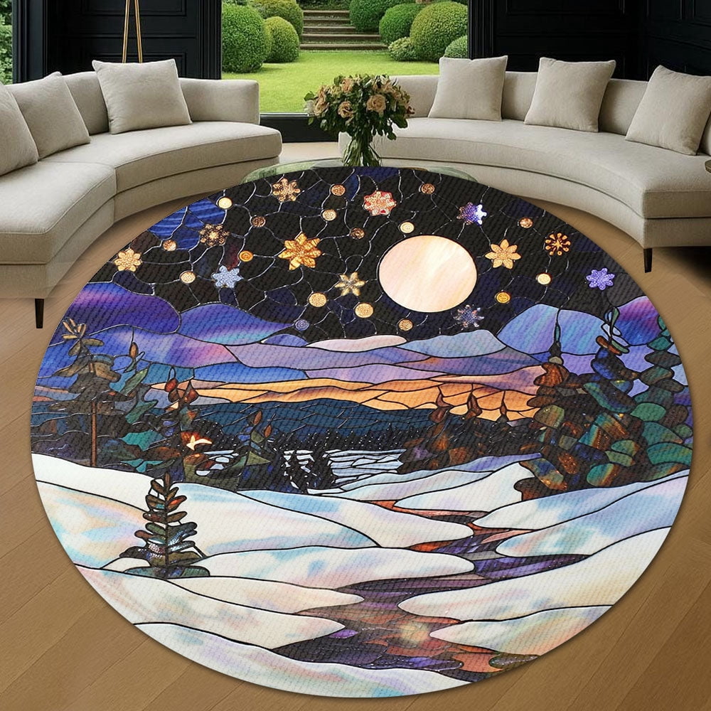 Round Area Rug, Sunset Non-Slip Floor Mat, Soft Washable Carpet for Living Room Bedroom Decor 24 Inch