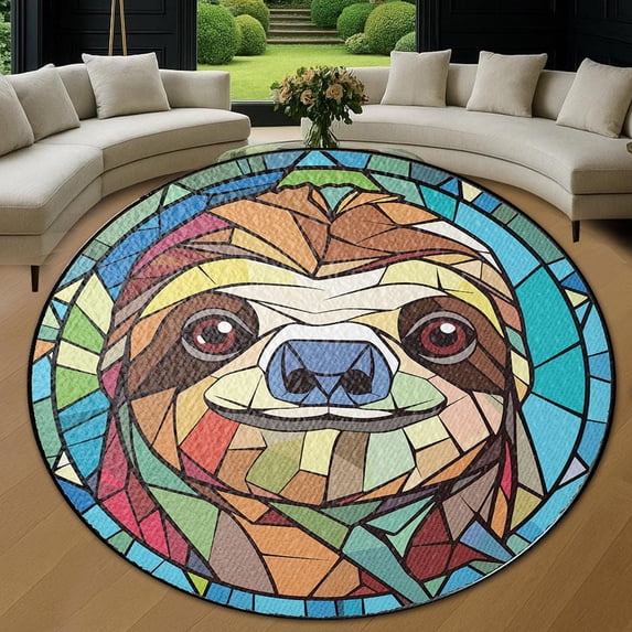 Round Area Rug, Tree3 Non-Slip Floor Mat, Soft Washable Carpet for Living Room Bedroom Decor 31 Inch