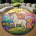 thumbnail image 1 of Round Area Rug, Unicorn Art Design Non-Slip Floor Mat, Soft Washable Carpet for Living Room Bedroom Decor 59 Inch, 1 of 6