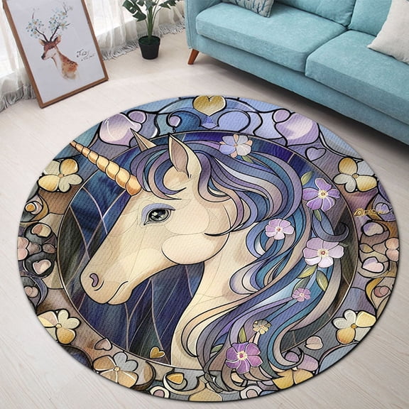 Round Area Rug, Valentine Horse 2 Non-Slip Floor Mat, Soft Washable Carpet for Living Room Bedroom Decor 24 Inch