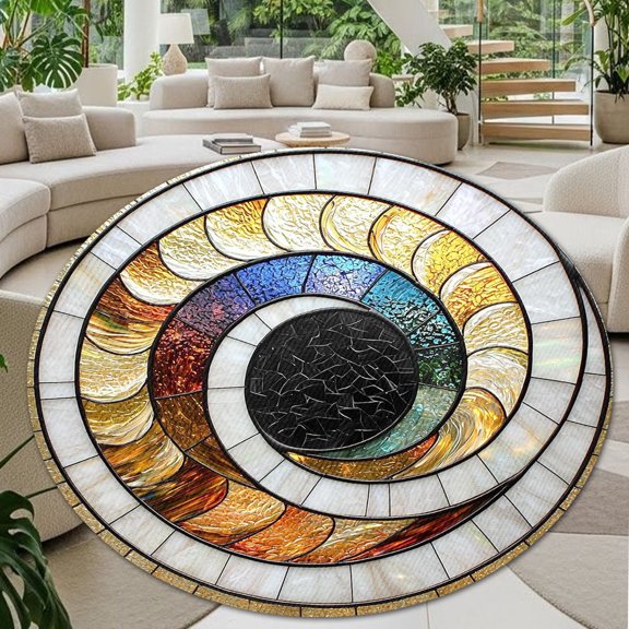 Round Area Rug, Vortex Non-Slip Floor Mat, Soft Washable Carpet for Living Room Bedroom Decor 24 Inch
