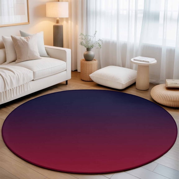 Round Area Rug for Living Room Bedroom, Burgundy Red Gradient Ombre Round Rugs Non-slip Floor Carpet, Dark Maroon Shadow Soft Washable Circle Rug 3ft