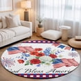 thumbnail image 1 of Round Area Rugs 3.3Ft, 250th Anniversary Floral Non-Slip Washable Circle Rugs Carpet, Red Blue Stars 4th of July Indoor Outdoor Rug Floor Mats Throw Runner for Bedroom Living Room Bathroom, 1 of 8