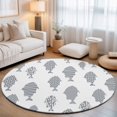 thumbnail image 1 of Round Area Rugs 3.3Ft, Abstract Art Fish Grey Non-Slip Washable Circle Rugs Carpet, Coastal Ocean Summer Indoor Outdoor Rug Floor Mats Throw Runner for Bedroom Living Room Bathroom, 1 of 8