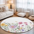 thumbnail image 1 of Round Area Rugs 3.3Ft, Botanical Floral Non-Slip Washable Circle Rugs Carpet, Spring Colorful Flowers Butterfly Indoor Outdoor Rug Floor Mats Throw Runner for Bedroom Living Room Bathroom, 1 of 8