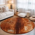 thumbnail image 1 of Round Area Rugs 3.3Ft, Burnt Orange Non-Slip Washable Circle Rugs Carpet, Retro Oil Painting Modern Abstract Art Aesthetics Indoor Outdoor Rug Floor Mats Throw Runner for Bedroom Living Room Bathroom, 1 of 8
