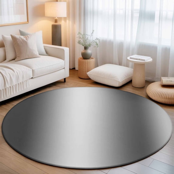 Round Area Rugs 3.3Ft, Grey White Ombre Non-Slip Washable Circle Rugs Carpet, Contemporary Art Abstract Aesthetics Indoor Outdoor Rug Floor Mats Throw Runner for Bedroom Living Room Bathroom