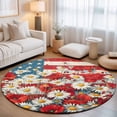 thumbnail image 1 of Round Area Rugs 3.3Ft, Indenpendence Day Non-Slip Washable Circle Rugs Carpet, 4th of July Red Blue American Flag Indoor Outdoor Rug Floor Mats Throw Runner for Bedroom Living Room Bathroom, 1 of 8