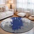 thumbnail image 1 of Round Area Rugs 3.3Ft, Navy Blue Cement Gray Non-Slip Washable Circle Rugs Carpet, Modern Abstract Art Blue Indoor Outdoor Rug Floor Mats Throw Runner for Bedroom Living Room Bathroom, 1 of 8