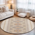 thumbnail image 1 of Round Area Rugs 3.3Ft, Orange Blue Non-Slip Washable Circle Rugs Carpet, Boho Ethnic Southwestern Geometric Indoor Outdoor Rug Floor Mats Throw Runner for Bedroom Living Room Bathroom, 1 of 8