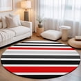 thumbnail image 1 of Round Area Rugs 3.3Ft, Red Black Stripe Non-Slip Washable Circle Rugs Carpet, Modern Abstract Coarse Striped Indoor Outdoor Rug Floor Mats Throw Runner for Bedroom Living Room Bathroom, 1 of 8