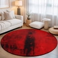 thumbnail image 1 of Round Area Rugs 3.3Ft, Red Non-Slip Washable Circle Rugs Carpet, Retro Oil Painting Modern Abstract Art Aesthetics Indoor Outdoor Rug Floor Mats Throw Runner for Bedroom Living Room Bathroom, 1 of 8