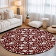 thumbnail image 1 of Round Area Rugs 3.3Ft, Red White Floral Non-Slip Washable Circle Rugs Carpet, Farmhouse Retro Botanical Leaves Indoor Outdoor Rug Floor Mats Throw Runner for Bedroom Living Room Bathroom, 1 of 8