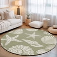 thumbnail image 1 of Round Area Rugs 3.3Ft, Sage Green Starfish Coastal Non-Slip Washable Circle Rugs Carpet, Shell Summer Beach Nautical Indoor Outdoor Rug Floor Mats Throw Runner for Bedroom Living Room Bathroom, 1 of 8