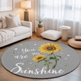 thumbnail image 1 of Round Area Rugs 3.3Ft, Sunflowers Non-Slip Washable Circle Rugs Carpet, Spring Summer Bees Yellow Floral Grey Indoor Outdoor Rug Floor Mats Throw Runner for Bedroom Living Room Bathroom, 1 of 8